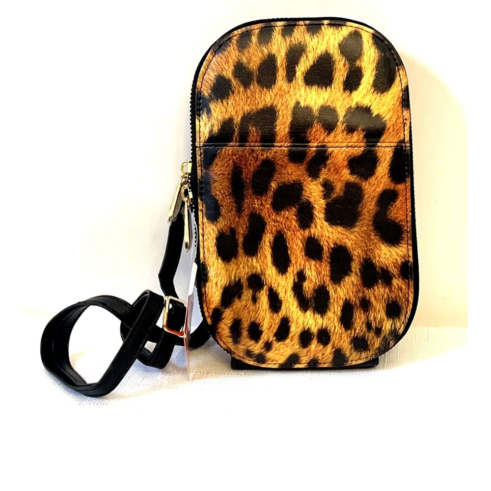 Monarque Leopard Print Crossbody Bag Front Pocket, Back Card Pocket